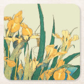 Hokusai Grasshopper und Iris Japan Rechteckiger Pappuntersetzer (Vorderseite)