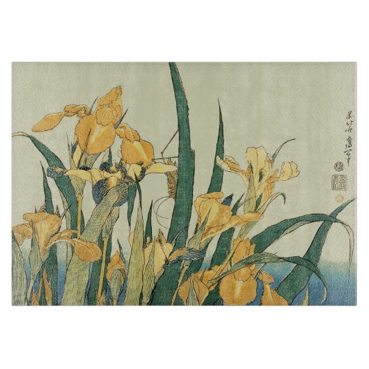 Hokusai Grasshopper und Iris Japan Schneidebrett (Vorderseite)