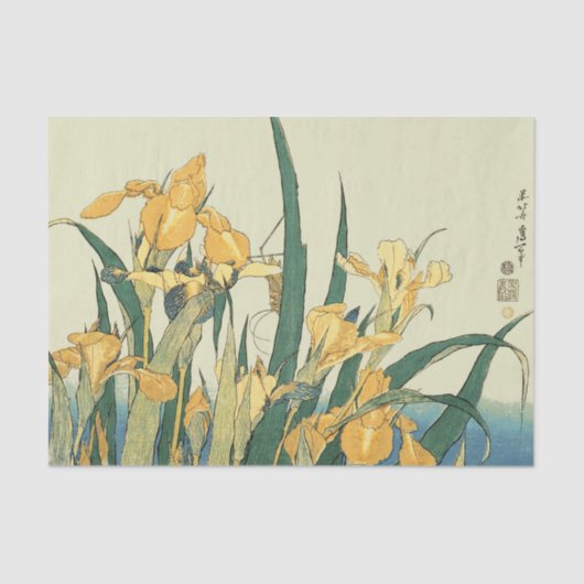 Hokusai Grasshopper und Iris Japan Seidenpapier (Vorderseite)