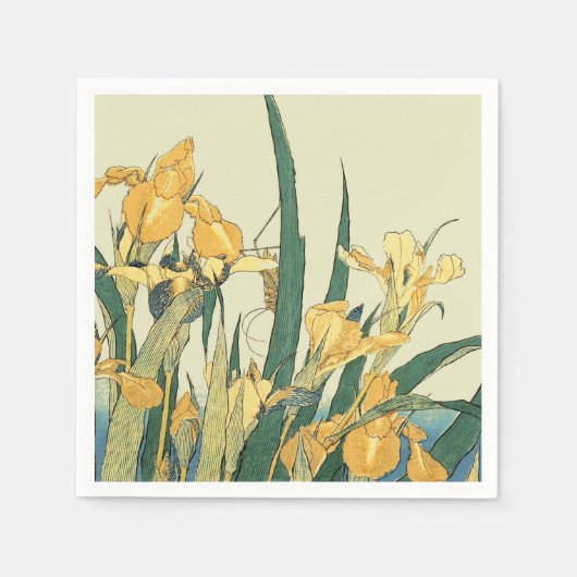 Hokusai Grasshopper und Iris Japan Serviette (Vorderseite)