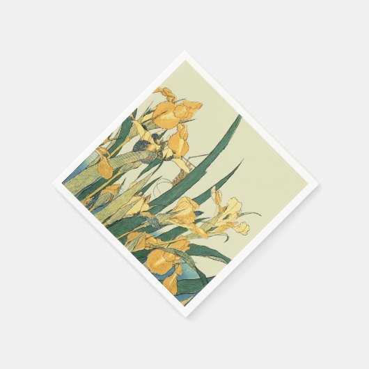 Hokusai Grasshopper und Iris Japan Serviette (Ecke)