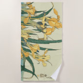 Hokusai Grasshopper und Iris Japan Strandtuch (Vorderseite)