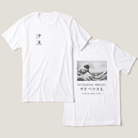 Hokusai Great Wave Minimalist Japanese Art White Tri-Blend Shirt (Design vorne & hinten)