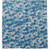 Hokusai Great Wave Muster Nautical Blue Ocean Duschvorhang (Vorderseite)