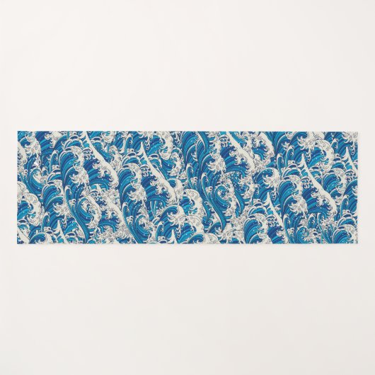 Hokusai Great Wave Muster Nautical Blue Ocean Yogamatte (Vorderseite (Horizontal))