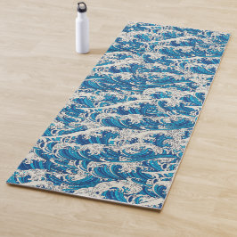 Hokusai Great Wave Muster Nautical Blue Ocean Yogamatte
