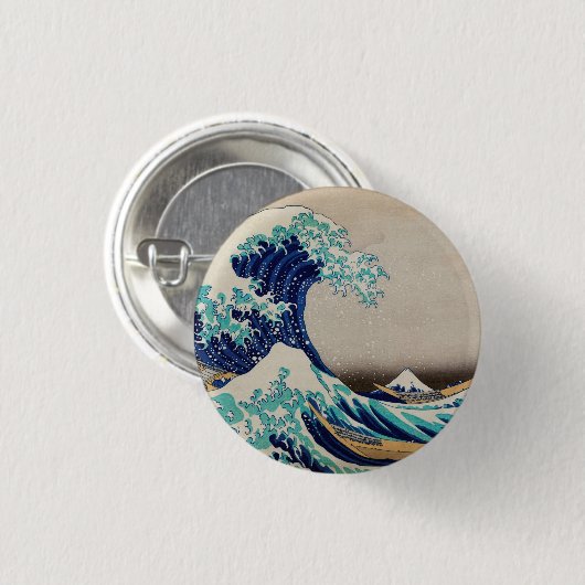 Hokusai Great Wave off Kanagawa. Vintage japanisch Button (Vorne & Hinten)