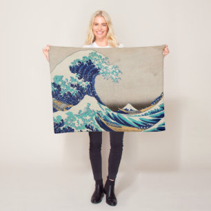 Hokusai Great Wave off Kanagawa. Vintage japanisch Fleecedecke
