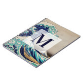 Hokusai Great Wave off Kanagawa. Vintage Monogramm Notizblock (Linke Seite)