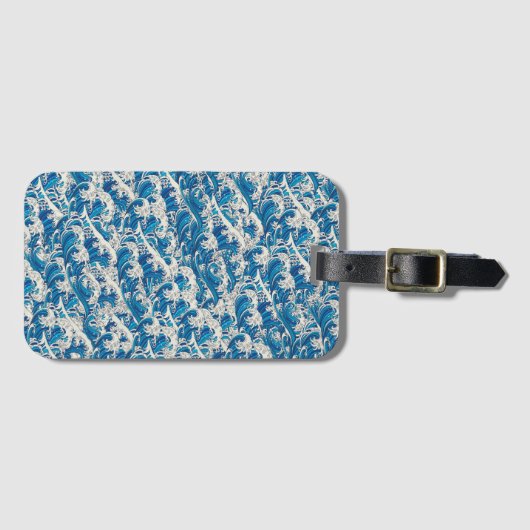Hokusai Great Wave Pattern Nautical Blue Beach Gepäckanhänger (Vorderseite (Horizontal))
