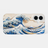 Hokusai "Große Welle" 3D Schattenrelief iPhone 16  Hülle (Rückseite (Horizontal))