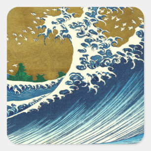 Hokusai Große Welle Japan Vintage Ozean Quadratischer Aufkleber