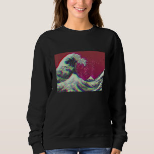 Hokusai Große Welle Moderne Retro-Optik Sweatshirt