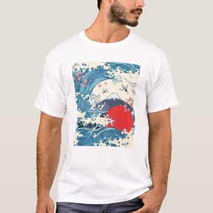 Hokusai Große Welle Retro Japanische Kunst T-Shirt