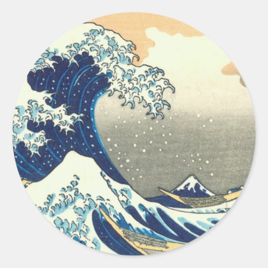 Hokusai große Welle Runder Aufkleber (Vorderseite)