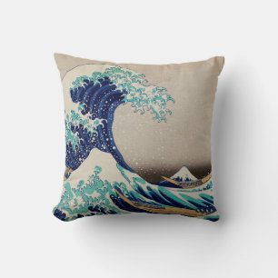 Hokusai Große Welle vor Kanagawa. Vintage Japan-Ku Kissen