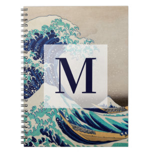 Hokusai Große Welle vor Kanagawa. Vintage-Monogram Notizblock
