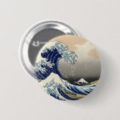 Hokusai große Welle weg von Tsunami Kanagawa Button (Vorne & Hinten)