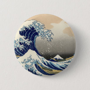Hokusai große Welle weg von Tsunami Kanagawa Button