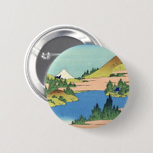 Hokusai Hakone See in der Provinz Sagami Button (Vorne & Hinten)