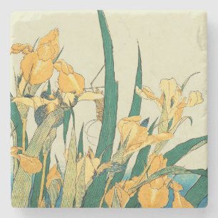 Hokusai Heuschrecke Iris Vintage Druck: Japanisch Steinuntersetzer