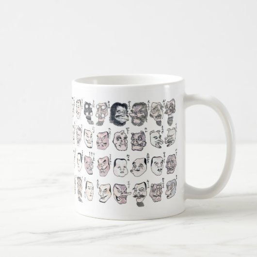 Hokusai , Image of faces from the Hokusai manga Kaffeetasse (Rechts)