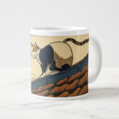Hokusai inspirierte Kunst mit niedlicher Katze Jumbo-Tasse (Vorderseite Rechts)