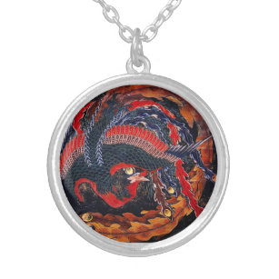 Hokusai Japaner-Phoenix-Halskette Versilberte Kette