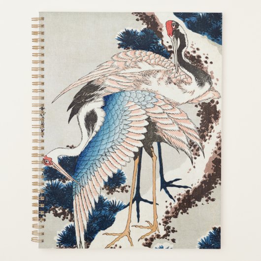 Hokusai Japanese Art Two Cranes Snowy Pine Planer (Vorderseite)