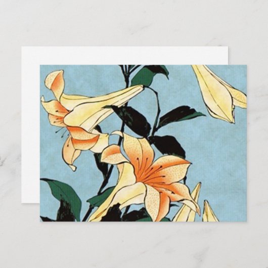 Hokusai Japanese Lilies Postcard Postkarte (Vorne/Hinten)