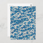 Hokusai Japanisch Great Wave Muster Nautical Blue Postkarte (Vorne/Hinten)