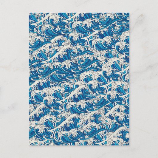 Hokusai Japanisch Great Wave Muster Nautical Blue Postkarte (Vorderseite)
