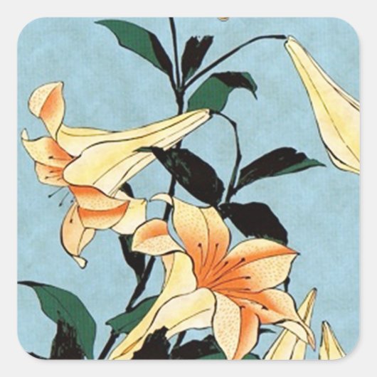 Hokusai Japanisch Lilies Stickers (Vorderseite)