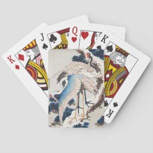 Hokusai Japanische Kunst Zwei Kraniche Schneebedec Spielkarten