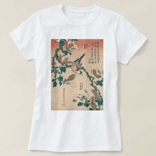Hokusai Java Sparrow auf Magnolia GalleryHD T-Shirt (Design vorne)