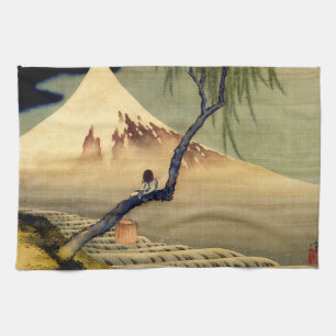 Hokusai-Junge beim Betrachten des Fuji japanischer Küchentuch