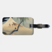 Hokusai - Junge betrachtet den Fuji - QR-Code Gepäckanhänger (Rückseite horizontal)