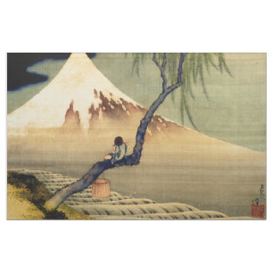 Hokusai-Junge, der den Fuji betrachtet, japanische Stoff