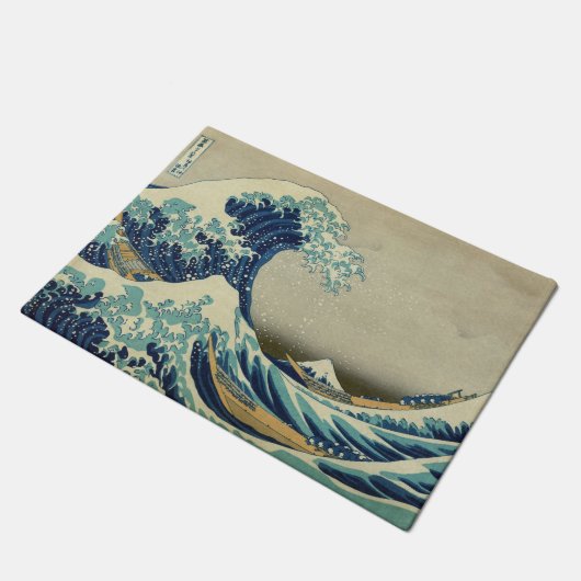 Hokusai Katsushika - Große Welle Fußmatte (Schrägansicht)