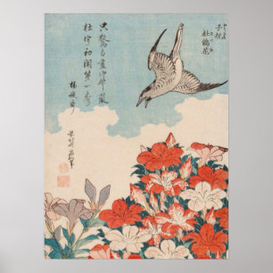 Hokusai Kuckuck und Azaleen Vintage-GalerieHD Poster