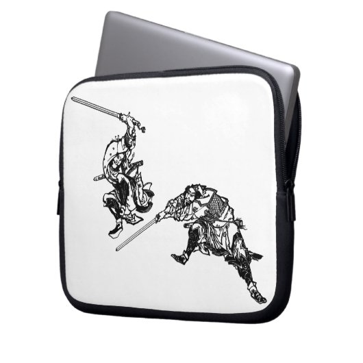Hokusai manga Samurais 2 Laptopschutzhülle (Vorderseite Links)
