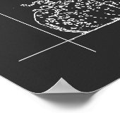 Hokusai Meets Fibonacci linear schwarz-weiß Poster (Ecke)