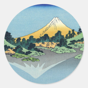Hokusai - Mount Fuji reflektiert den Kawaguchi-See Runder Aufkleber