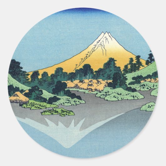 Hokusai - Mount Fuji reflektiert den Kawaguchi-See Runder Aufkleber (Vorderseite)