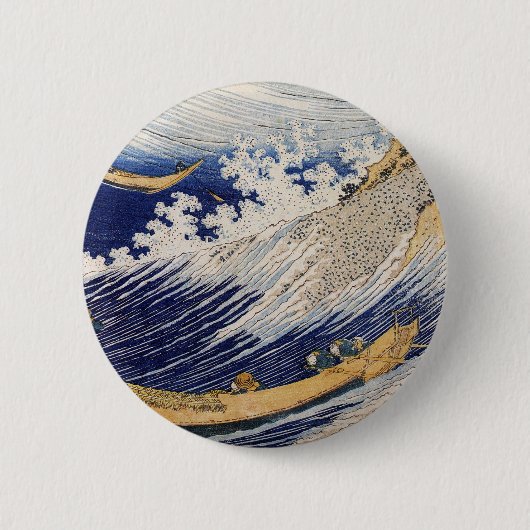 Hokusai Ocean Waves Fishing Boote Button (Vorderseite)