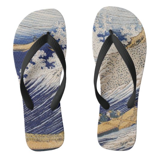 Hokusai Ocean Waves Sea Boote Badesandalen (Fußbett)