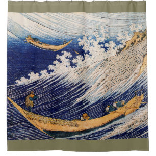 Hokusai Ocean Waves Sea Boote Duschvorhang
