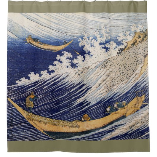 Hokusai Ocean Waves Sea Boote Duschvorhang (Vorderseite)