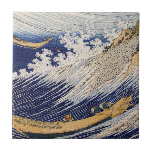 Hokusai Ocean Waves Sea Boote Fliese (Vorderseite)
