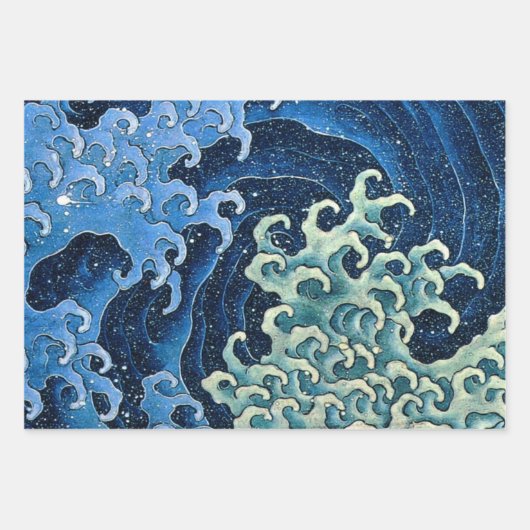 Hokusai Ocean Waves Sea Boote Geschenkpapier Set (Vorderseite 3)